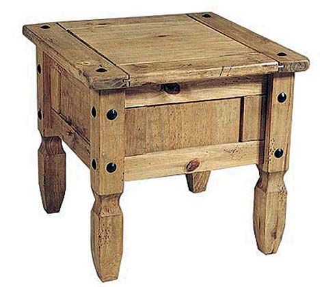 Corona Lamp Table - Distressed Waxed Pine