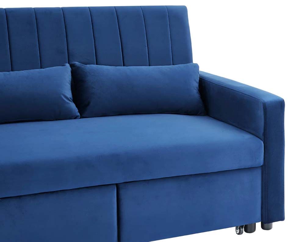 Anglia 3 Seater Storage Sofa Bed - Blue Velvet