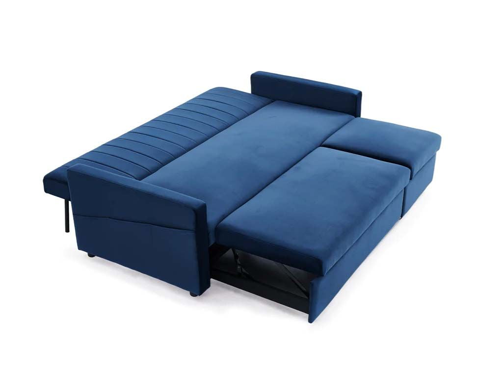 Anglia 3 Seater Storage Sofa Bed - Blue Velvet