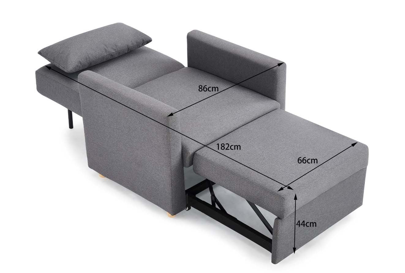 Augustin Fabric Sofa Bed Armchair - Grey