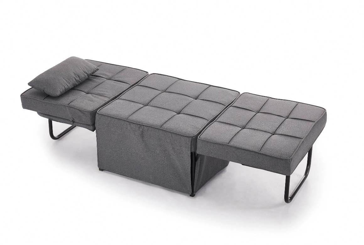 Oillie 1 Seater Fabric Ottoman Sofa Bed - Dark Grey