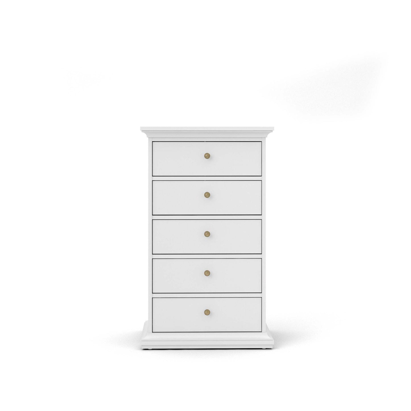 Paris Chest of 5 Drawers - White
