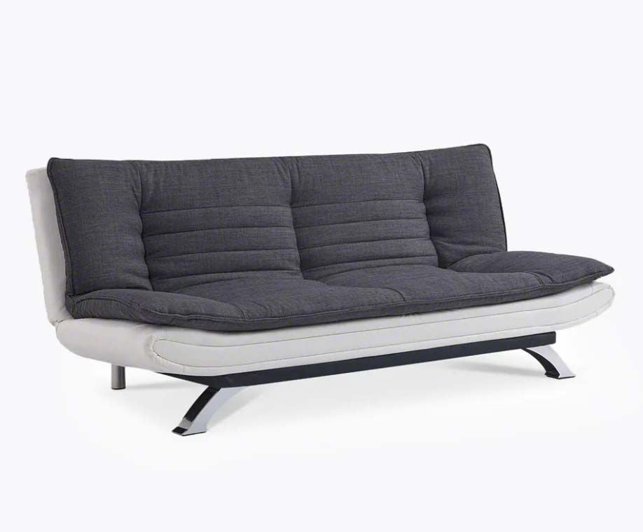 Detroit 2 Seater Sofa Bed Recliner - Charcoal Fabric / White Faux Leather