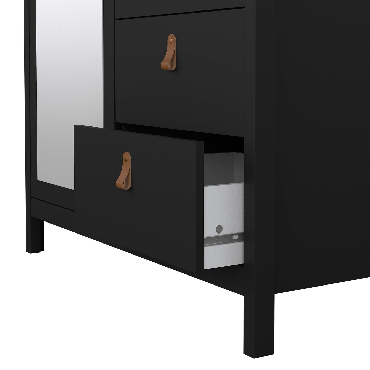 Madrid Wardrobe with 2 plain doors 1 mirror door and 2 drawers - Black