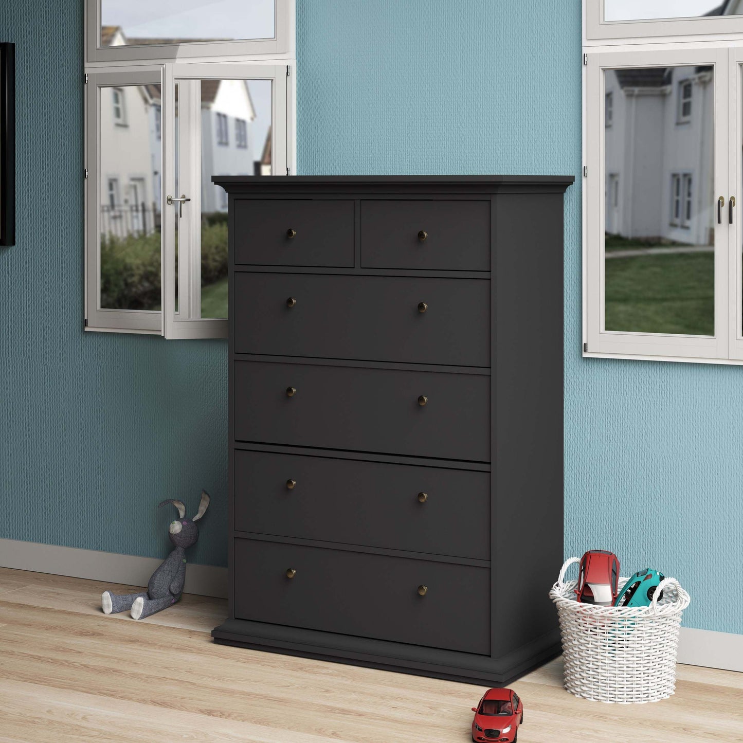 Paris Chest of 6 Drawers - Grey