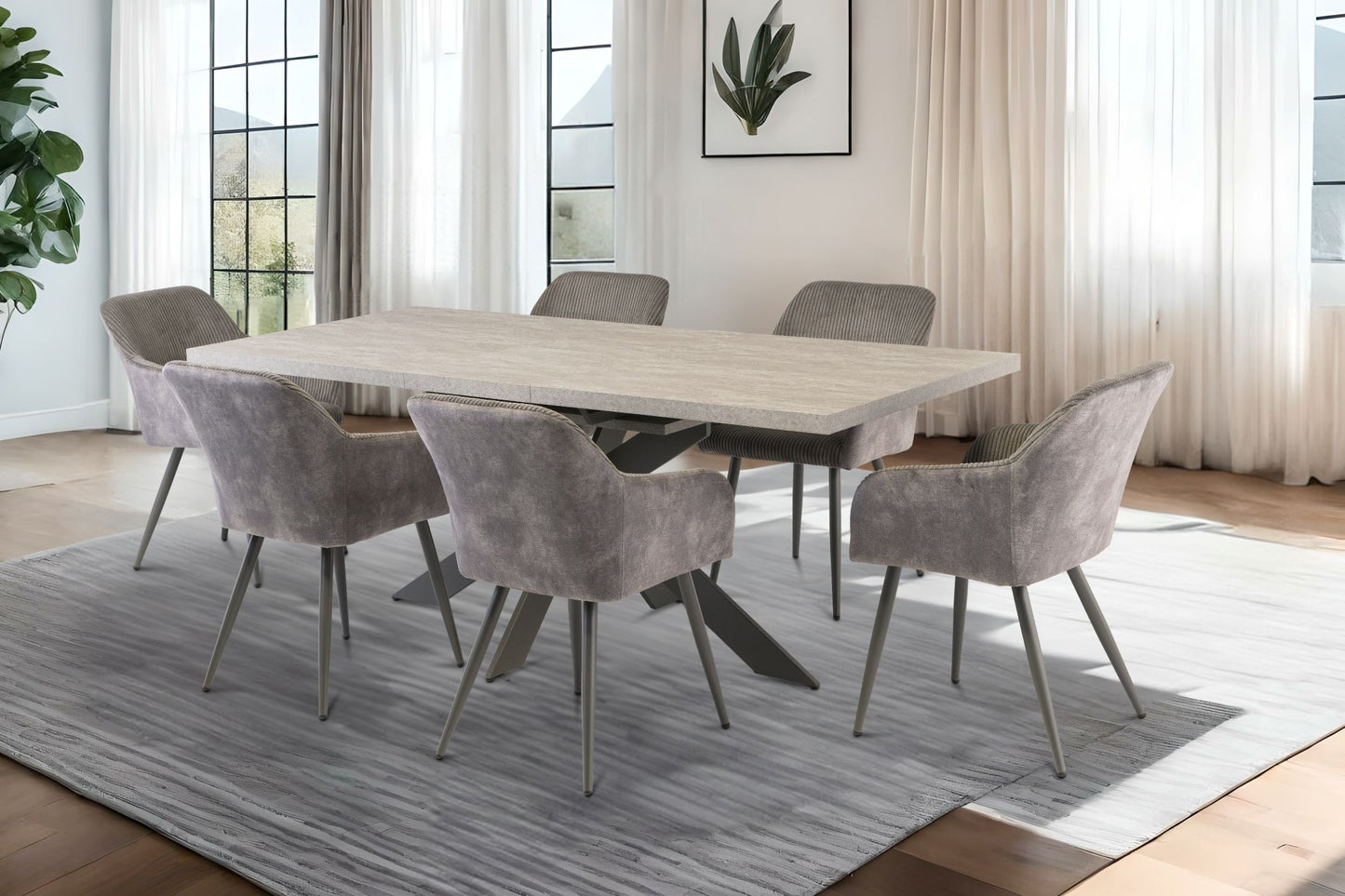 Roubine 1.6m Extending Dining Table - Light Grey