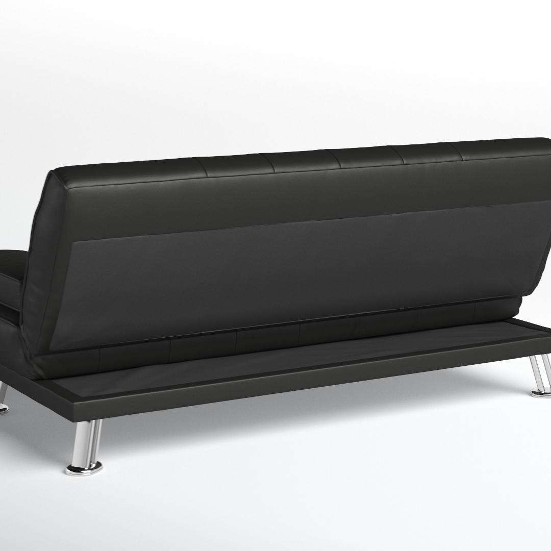 Montana Sofa Bed 3 Seater Faux Leather Sofabed, Black
