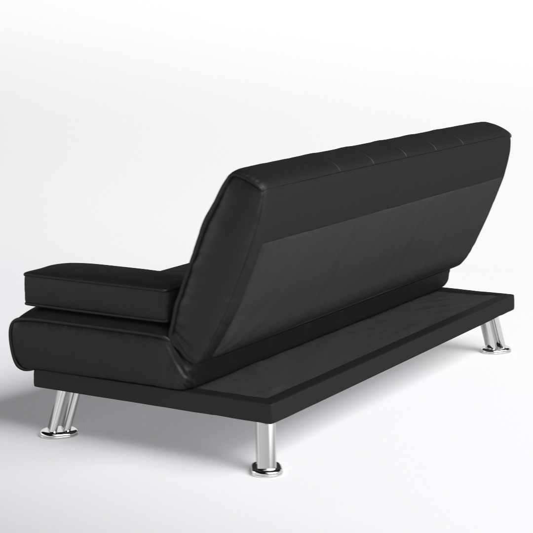 Montana Sofa Bed 3 Seater Faux Leather Sofabed, Black