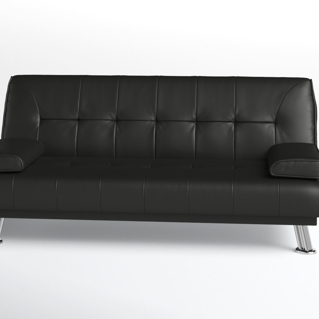 Montana Sofa Bed 3 Seater Faux Leather Sofabed, Black