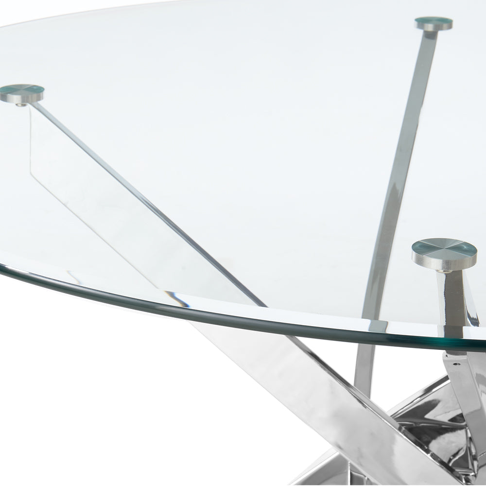 Lavina Silver Glass Table Dining Set with Dining Chairs