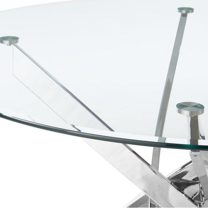 Lavina Silver Glass Table Dining Set with Dining Chairs