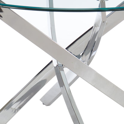 Lavina Silver Glass Table Dining Set with Dining Chairs