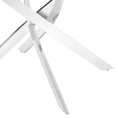 Lavina Silver Glass Table Dining Set with Dining Chairs