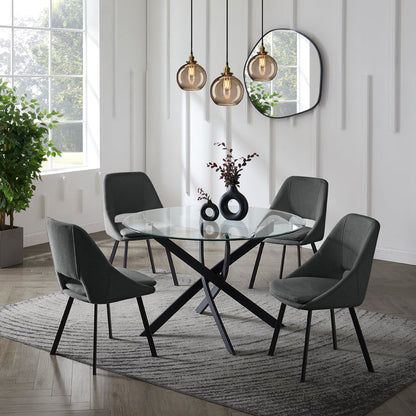 Lavina Black Glass Table Dining Set with Dining Chairs