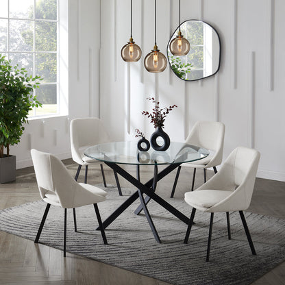Lavina Black Glass Table Dining Set with Dining Chairs