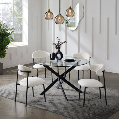 Lavina Black Glass Table Dining Set with Dining Chairs