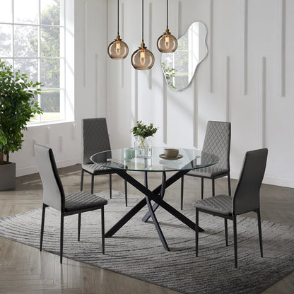 Lavina Black Glass Table Dining Set with Dining Chairs
