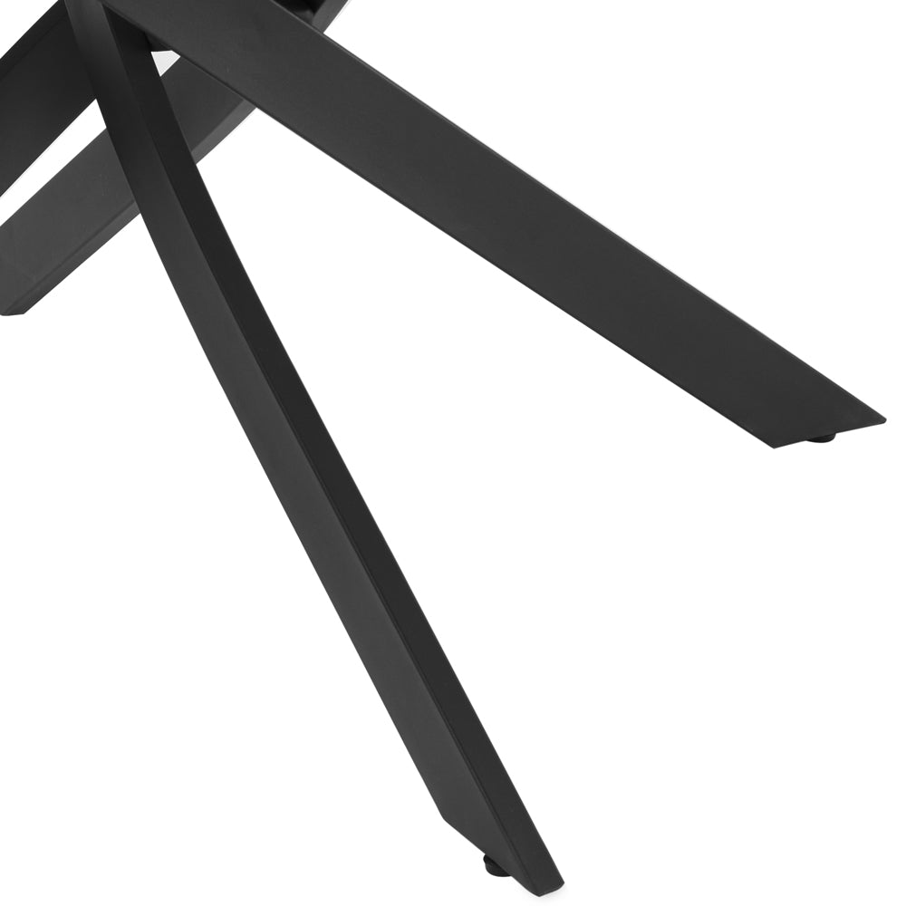 Lavina 4 Seater Round Glass Dining Table, Black Legs