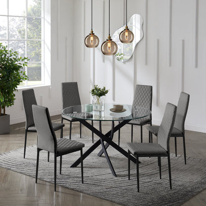 Lavina Black Glass Table Dining Set with Dining Chairs