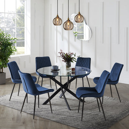 Lavina Black Glass Table Dining Set with Dining Chairs