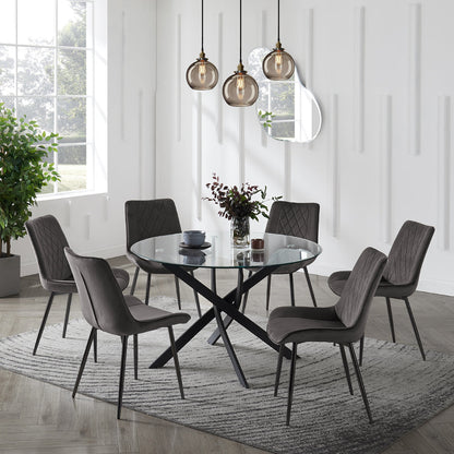 Lavina Black Glass Table Dining Set with Dining Chairs