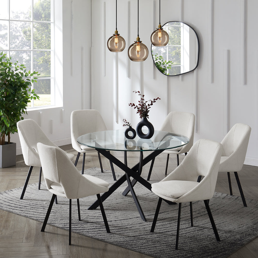 Lavina Black Glass Table Dining Set with Dining Chairs