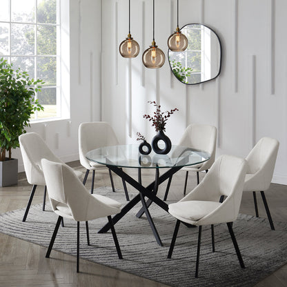 Lavina Black Glass Table Dining Set with Dining Chairs
