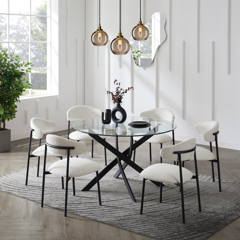 Lavina Black Glass Table Dining Set with Dining Chairs