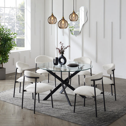 Lavina Black Glass Table Dining Set with Dining Chairs