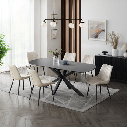 Vero Sintered Stone Ceramic Extending Table Dining Set with Dining Chairs