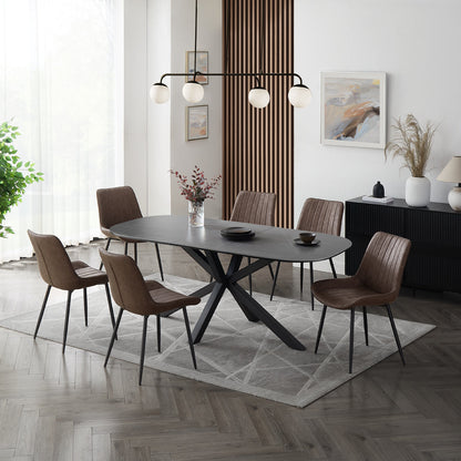 Vero Sintered Stone Ceramic Extending Table Dining Set with Dining Chairs