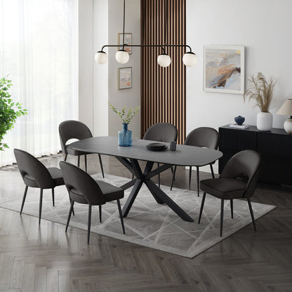 Vero Sintered Stone Ceramic Extending Table Dining Set with Dining Chairs