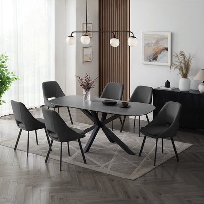 Vero Sintered Stone Ceramic Extending Table Dining Set with Dining Chairs