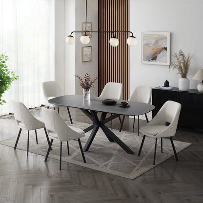 Vero Sintered Stone Ceramic Extending Table Dining Set with Dining Chairs