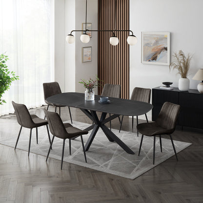 Vero Sintered Stone Ceramic Extending Table Dining Set with Dining Chairs