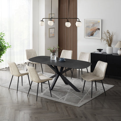 Vero Sintered Stone Ceramic Extending Table Dining Set with Dining Chairs