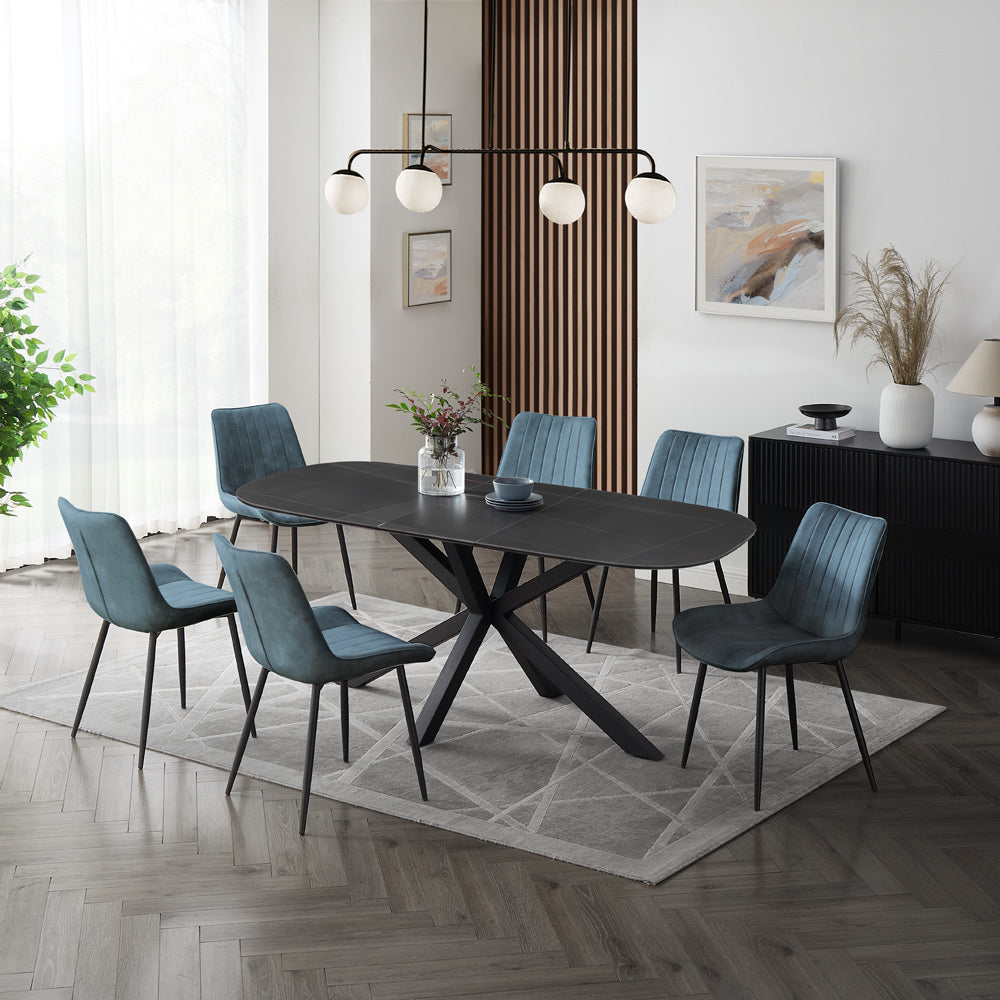 Vero Sintered Stone Ceramic Extending Table Dining Set with Dining Chairs