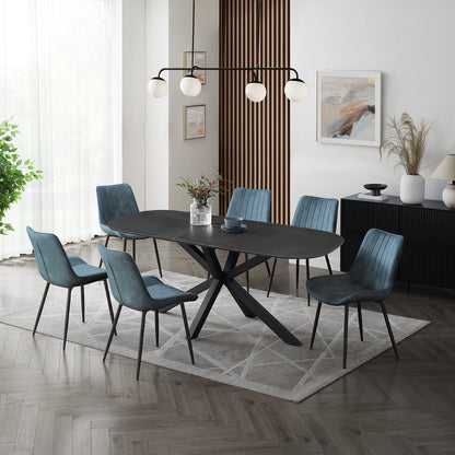 Vero Sintered Stone Ceramic Extending Table Dining Set with Dining Chairs