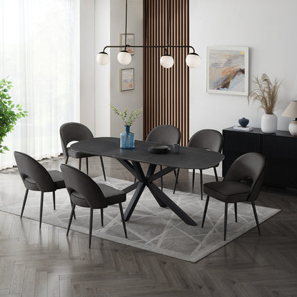 Vero Sintered Stone Ceramic Extending Table Dining Set with Dining Chairs