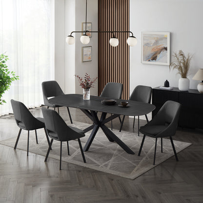 Vero Sintered Stone Ceramic Extending Table Dining Set with Dining Chairs