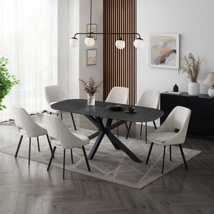 Vero Sintered Stone Ceramic Extending Table Dining Set with Dining Chairs