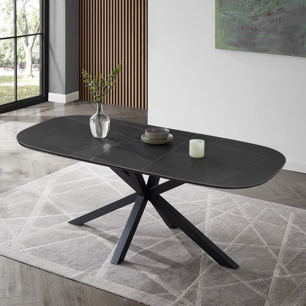 Vero Extending 160-200cm Ceramic Dining Table, Black