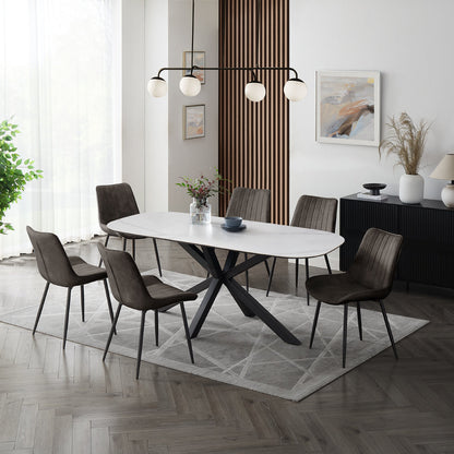 Vero Sintered Stone Ceramic Extending Table Dining Set with Dining Chairs