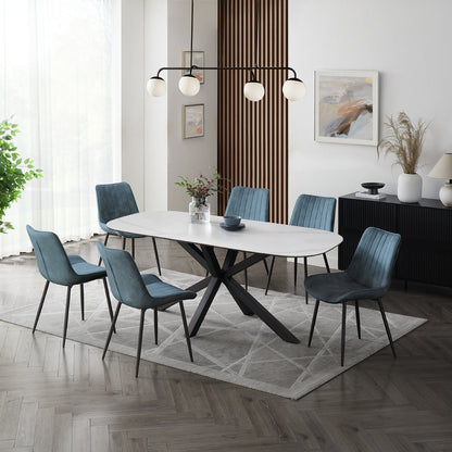 Vero Sintered Stone Ceramic Extending Table Dining Set with Dining Chairs