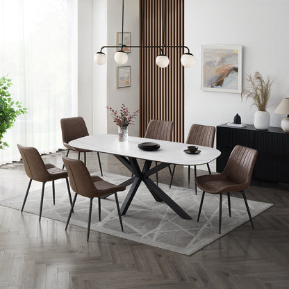 Vero Sintered Stone Ceramic Extending Table Dining Set with Dining Chairs