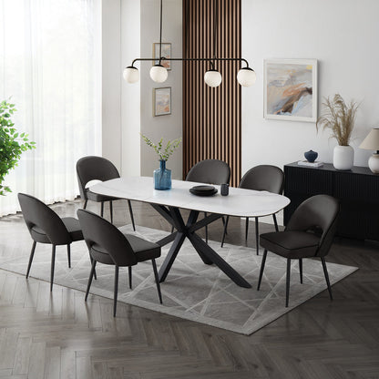 Vero Sintered Stone Ceramic Extending Table Dining Set with Dining Chairs