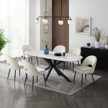 Vero Sintered Stone Ceramic Extending Table Dining Set with Dining Chairs