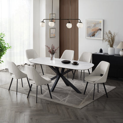 Vero Sintered Stone Ceramic Extending Table Dining Set with Dining Chairs