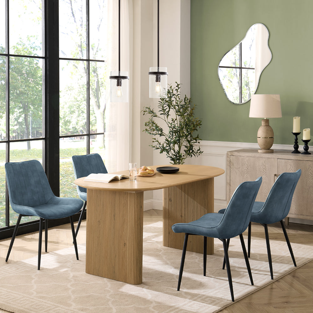 Tokyo Japandi Wooden Table Dining Set with Dining Chairs