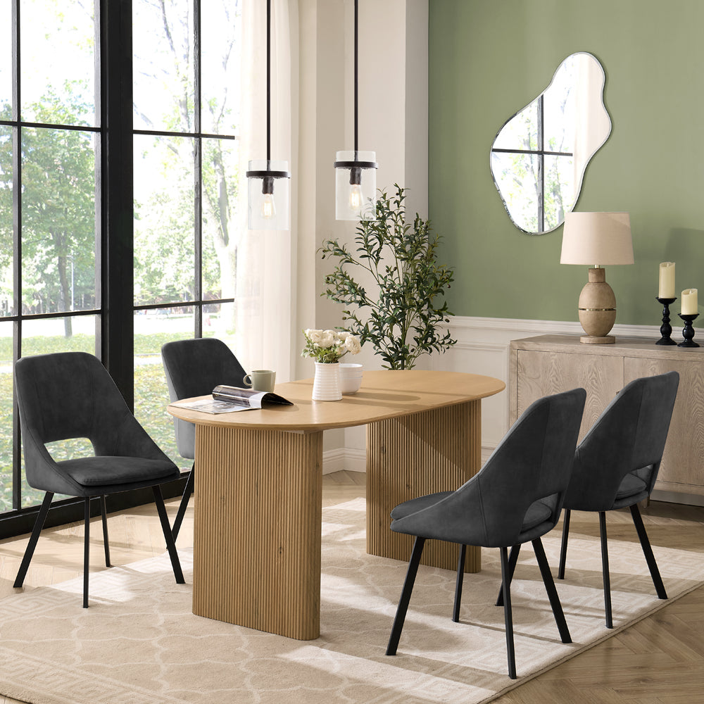 Tokyo Japandi Wooden Table Dining Set with Dining Chairs